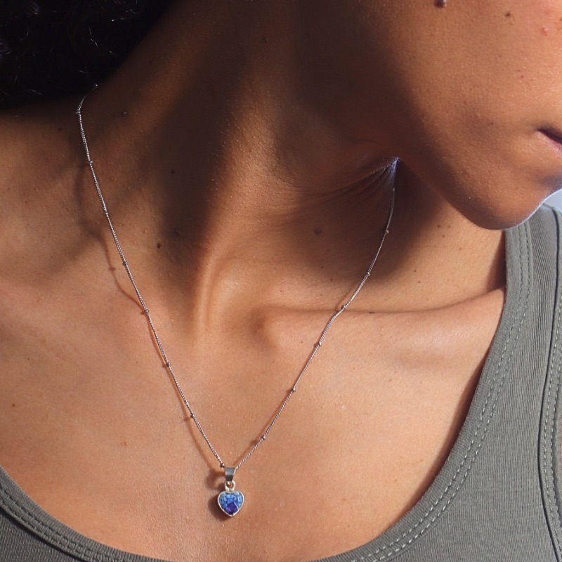 Peace Ombré blue Heart necklace - Image 2